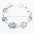 Neuer Entwurf Larimar teuer Edelstein 925 Sterlingsilber-Armband handgemachte Schmucksachen